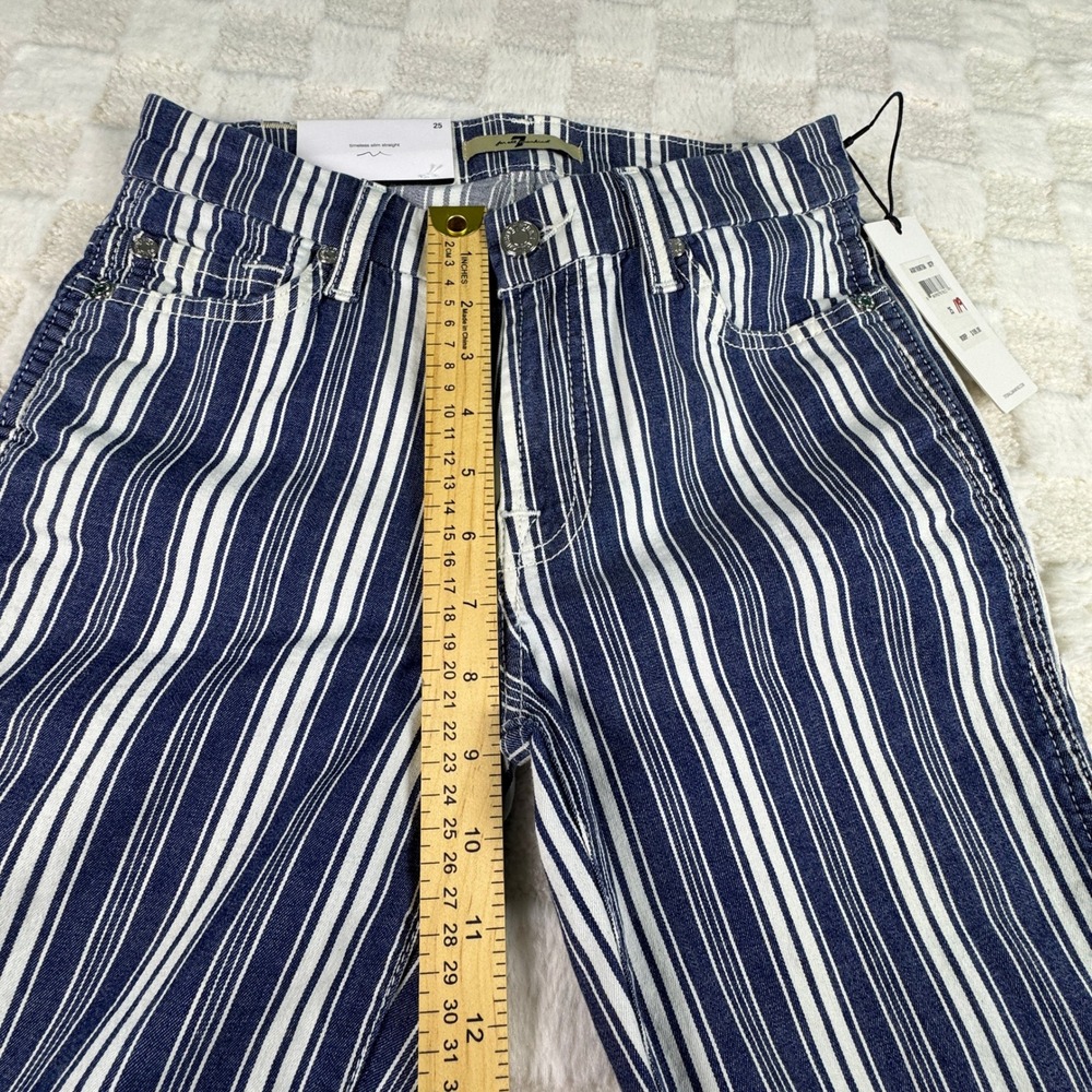For‎ All Mankind Striped Jeans Women's Size 25 Blue White Wide Leg Pants NWT - Picture 4 of 15